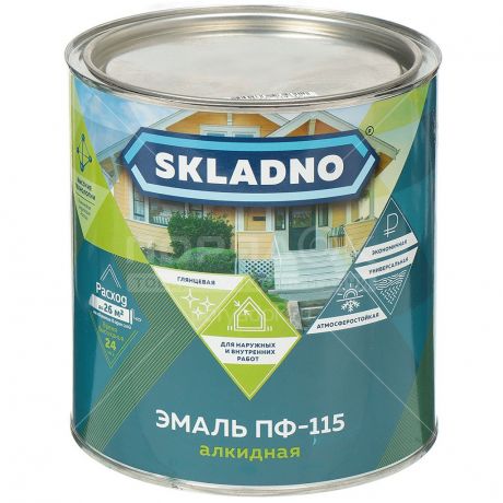 Эмаль алкидная Skladno ПФ-115 салатовая, 2.6 кг