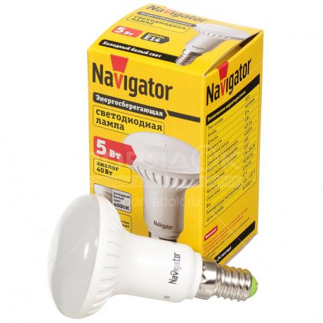 Лампа светодиодная Navigator 94 136, 5 Вт Е14 холодный белый свет