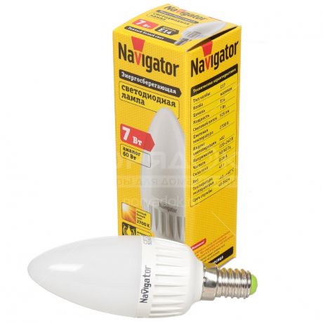 Лампа светодиодная Navigator 94 491, 7 Вт Е14 теплый белый свет