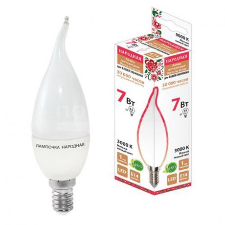 Лампа светодиодная TDM Electric Свеча на ветру SQ0340-0191 7 Вт Е14 теплый белый свет