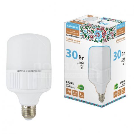 Лампа светодиодная TDM Electric T-образная SQ0340-1578 30 Вт E27 холодный синий свет