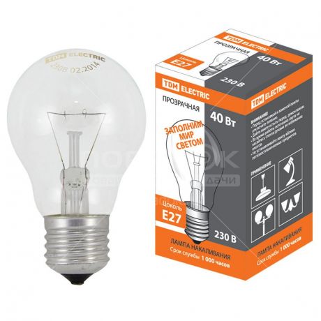 Лампа накаливания TDM Electric SQ0332-0035, 40 Вт, E27