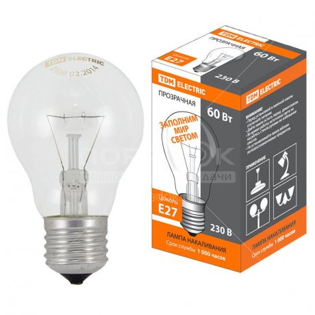 Лампа накаливания TDM Electric SQ0332-0036, 60 Вт, E27