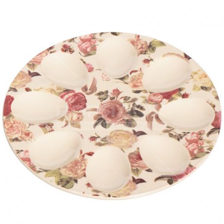Блюдо керамическое для яиц Цветы 388-129, 20 см