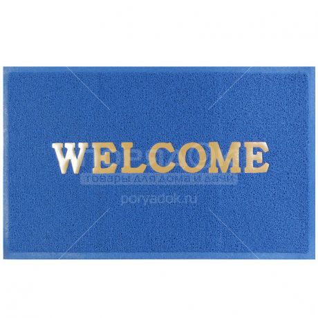 Коврик грязезащитный резиновый лапша Welcome синий, 40х60 см