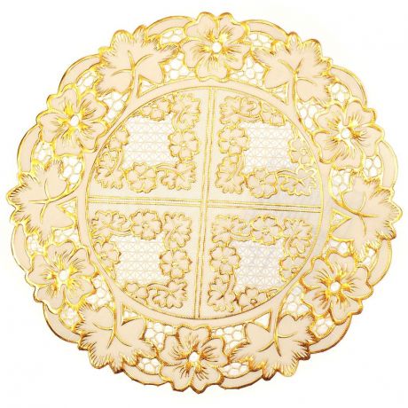 Салфетка декоративная Лейс Золото LO-0915A круглая, 30 см