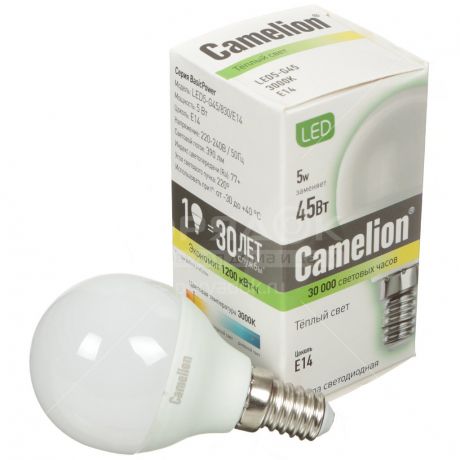 Лампа светодиодная Camelion 12027 5 Вт E14 теплый белый свет