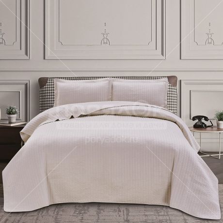 Текстиль для спальни Silvano Ультрасоник Элегия, евро, покрывало и 2 наволочки 50х70 см, серебристо-розовый