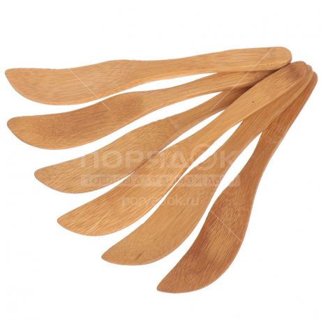Лопатка кулинарная деревянная Бамбук C10-A263, 6 шт, 14.8х2.3 см