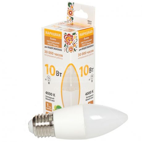 Лампа светодиодная TDM Electric Свеча Народная SQ0340-1595 10 Вт Е27 холодный белый свет