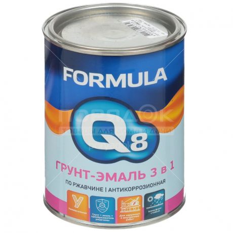 Грунт-эмаль Formula Q8 серая по ржавчине, 0.9 кг
