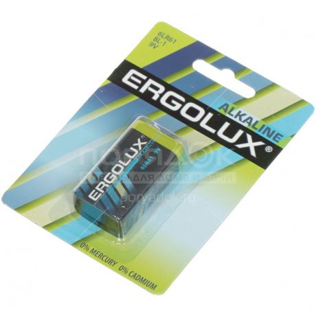 Батарейка Ergolux Alkaline 6LR61 BL-1 9В