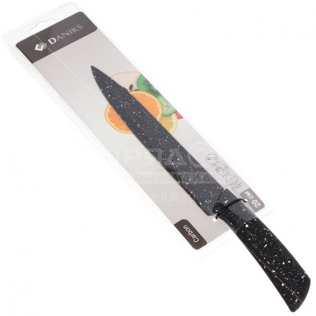 Нож кухонный стальной Daniks Карбон YW-A641-3-SL разделочный, 20 см