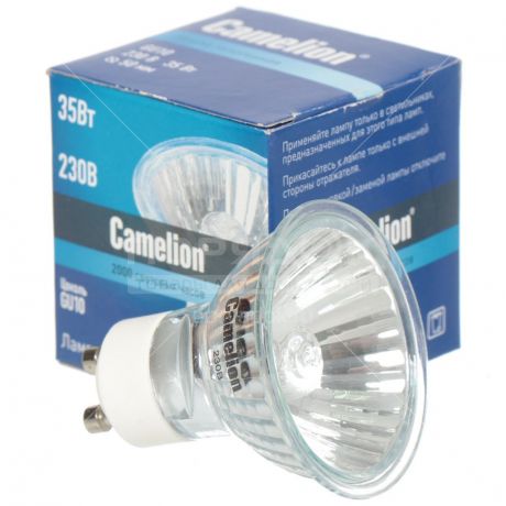 Лампа галогенная Camelion GU10 с отражателем, 35 Вт, белый свет