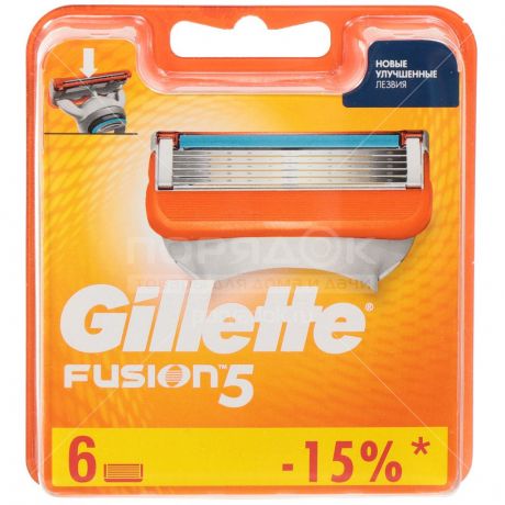 Сменные кассеты для бритья Gillette Fusion, 6 шт