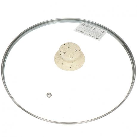 Крышка для посуды Daniks Белый мрамор HA245W с металлическим ободом, 26 см