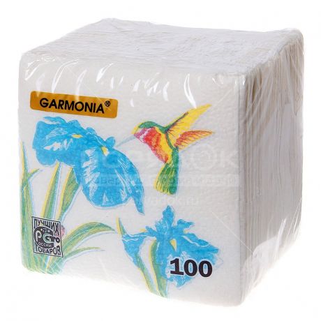 Салфетки бумажные Garmonia Ирисы, 100 шт