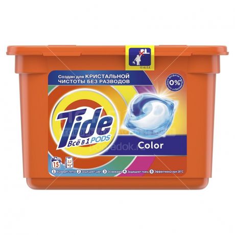 Капсулы для стирки Tide Color, 15 шт, 24.8 г