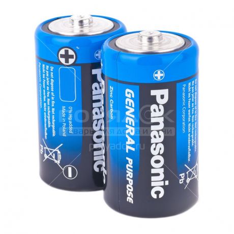 Батарейка Panasonic C R14 Gen.Purpose, цена за блистер 2 шт