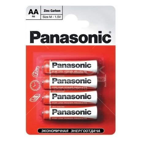 Батарейка Panasonic AA R6 BL4 Zinc Carbon, цена за блистер 4 шт