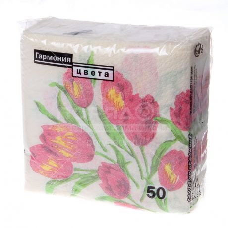 Салфетки бумажные Garmonia Тюльпаны, 50 шт