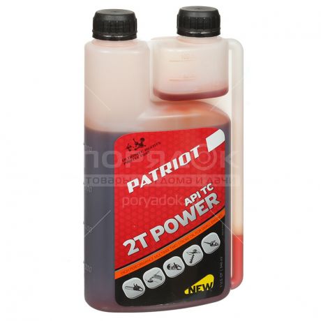 Масло машинное Patriot Power Active 2T с дозатором для двухтактных двигателей минеральное, 0.946 л