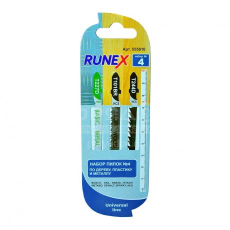 Пилка для электролобзика Runex T227D/Т101BR/Т244D для дерева, пластика, металла 3 шт