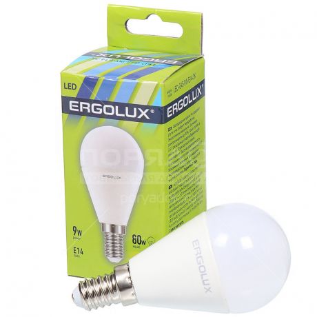 Лампа светодиодная Ergolux Шар LED 13173, 9 Вт, E14, теплый белый свет