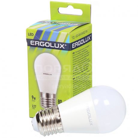 Лампа светодиодная Ergolux Шар LED 13176, 9 Вт, Е27, теплый белый свет