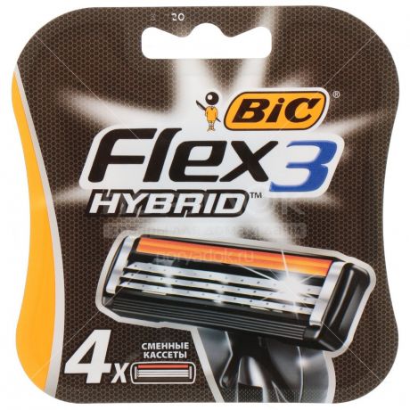 Сменные кассеты для бритья Bic Flex 3 hibrid, 4 шт