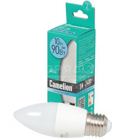 Лампа светодиодная Camelion LED10-C35/845 10 Вт Е27 холодный белый свет
