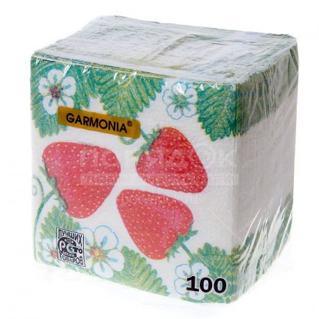 Салфетки бумажные Garmonia Клубника, 100 шт