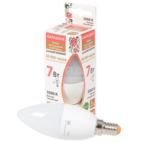 Лампа светодиодная TDM Electric Народная SQ0340-0193 7 Вт Е14 теплый белый свет