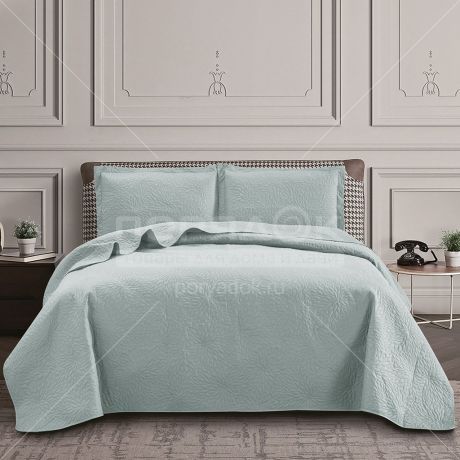 Текстиль для спальни Silvano Ультрасоник Астра, евро, покрывало и 2 наволочки 50х70 см, серый