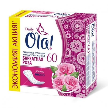Прокладки женские ежедневные Ola Daily Deo Бархатная роза, 60 шт