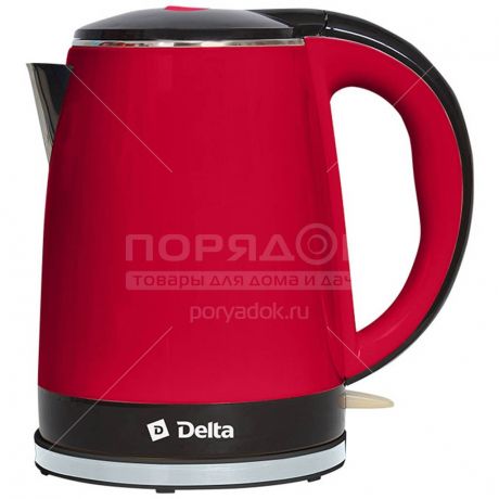 Чайник электрический пластиковый Delta DL-1370 красно-черный, 1.8 л, 2.2 кВт