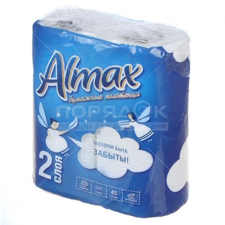 Бумажные полотенца 2-слойные Almax белые, 2 шт