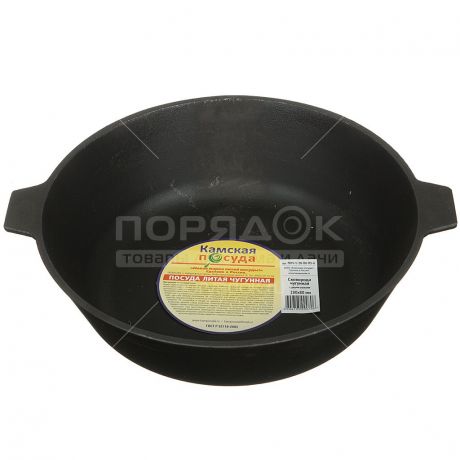 Сковорода чугунная Камская посуда ПЛЧ-1-28-80-05-6 без крышки, 28 см