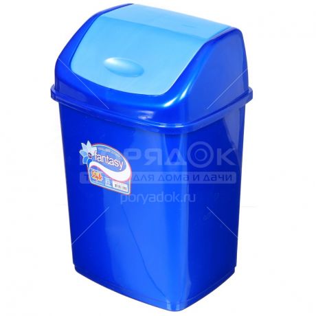 Мусорный контейнер, 10 л, с подвесной крышкой Dunya Plastik Sympaty 09402 синий перламутр