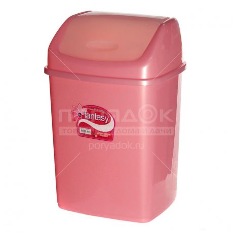Мусорный контейнер, 10 л, с подвесной крышкой Dunya Plastik Slim 090402 розовый