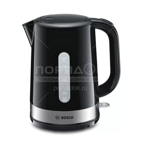 Чайник электрический пластиковый Bosch TWK 7403, 1.7 л, 2.2 кВт, черный