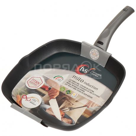 Сковорода-гриль с антипригарным покрытием TVS Mito AY502284010001 без крышки, 28 см