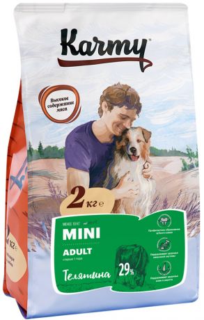 Karmy Mini Adult для взрослых собак маленьких пород с телятиной (2 + 2 кг)