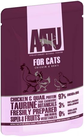 Aatu Cat Chicken & Quail беззерновые для взрослых кошек с курицей и перепелом 85 гр (85 гр)