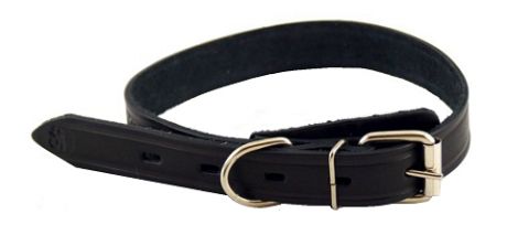 Ошейник для собак кожаный одинарный простой, черный, шир. 15 мм, ZooMaster (30 см)