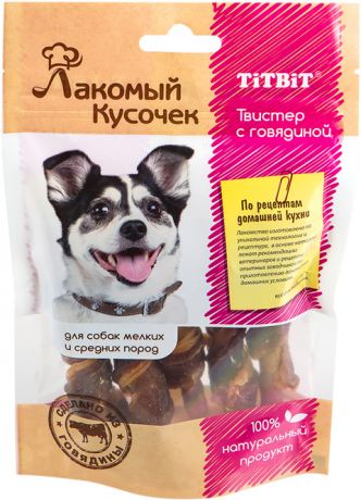 Лакомство Tit Bit лакомый кусочек для собак маленьких и средних пород твистер с говядиной (5 шт) (1 шт)