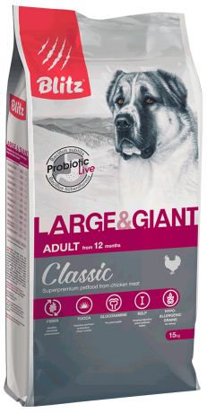 Blitz Adult Large & Giant Breeds для взрослых собак крупных пород (15 + 15 кг)