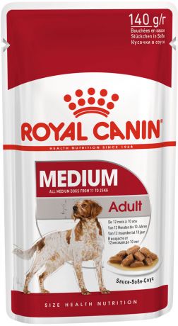 Royal Canin Medium Adult для взрослых собак средних пород в соусе 140 гр (8 + 2 шт)