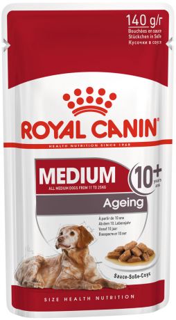 Royal Canin Medium Ageing 10+ для пожилых собак средних пород старше 10 лет в соусе 140 гр (8 + 2 шт)