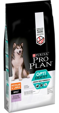 Purina Pro Plan Adult Dog Optidigest Grain-free Medium & Large беззерновой для взрослых собак средних и крупных пород с чувствительным пищеварением с индейкой (2,5 + 2,5 кг)